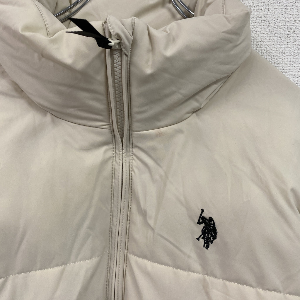 U.S. POLO ASSN.　ユーエスポロアッスン　中綿ダウンジャケット　ベージュ　Lサイズ ダウンアウター メンズ ポリエステル 古着