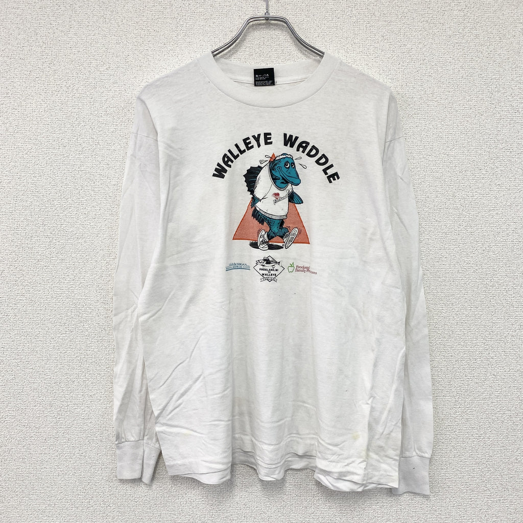 SCREEN STARS　スクリーンスターズ　長袖プリントTシャツ/ロンT　ヴィンテージ　白　ホワイト　XLサイズ　古着