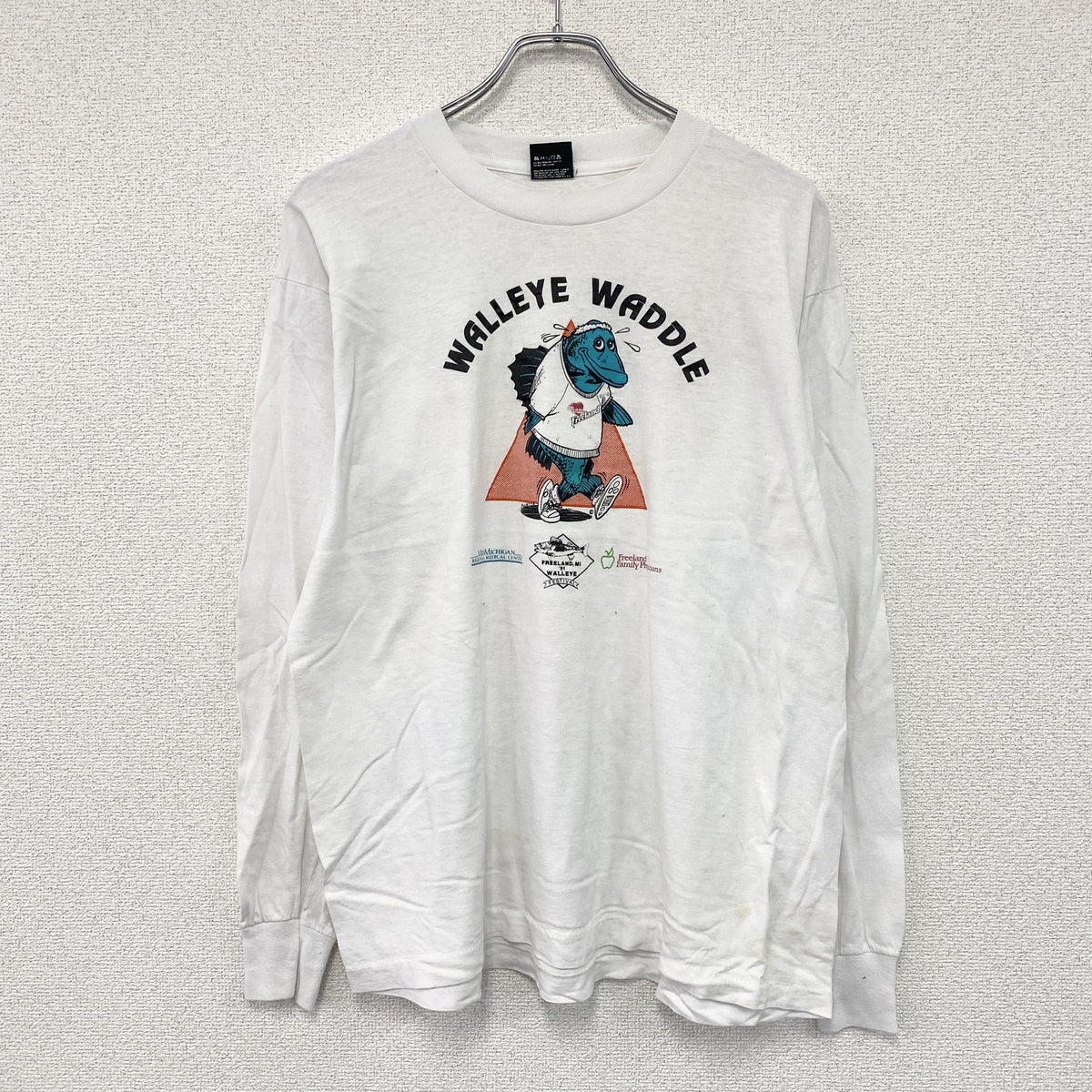 SCREEN STARS　スクリーンスターズ　長袖プリントTシャツ/ロンT　ヴィンテージ　白　ホワイト　XLサイズ　古着