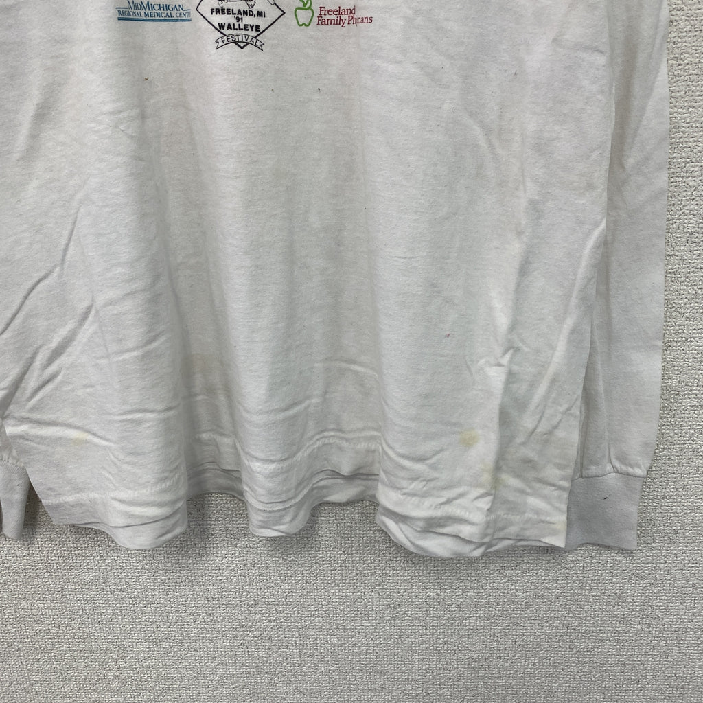 SCREEN STARS　スクリーンスターズ　長袖プリントTシャツ/ロンT　ヴィンテージ　白　ホワイト　XLサイズ　古着