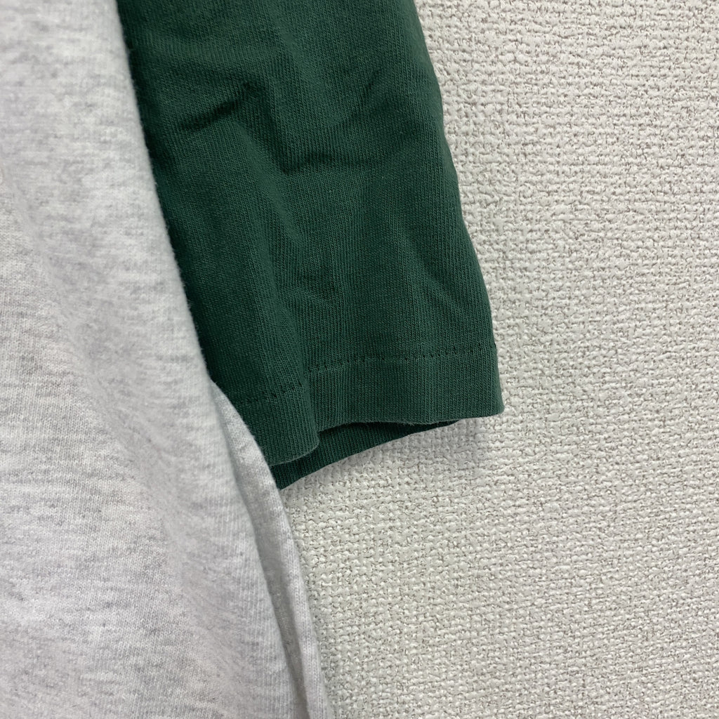 COTTON DELUXE　半袖ヘンリーネックTシャツ　シングルステッチ　ヴィンテージ　グレー　緑　グリーン　XLサイズ　古着