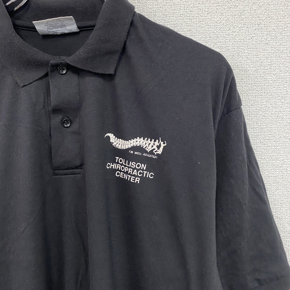 CRYSTAL SPRINGS　半袖ポロシャツ　ヴィンテージ　黒　ブラック　Lサイズ メンズ コットン ポリエステル 古着