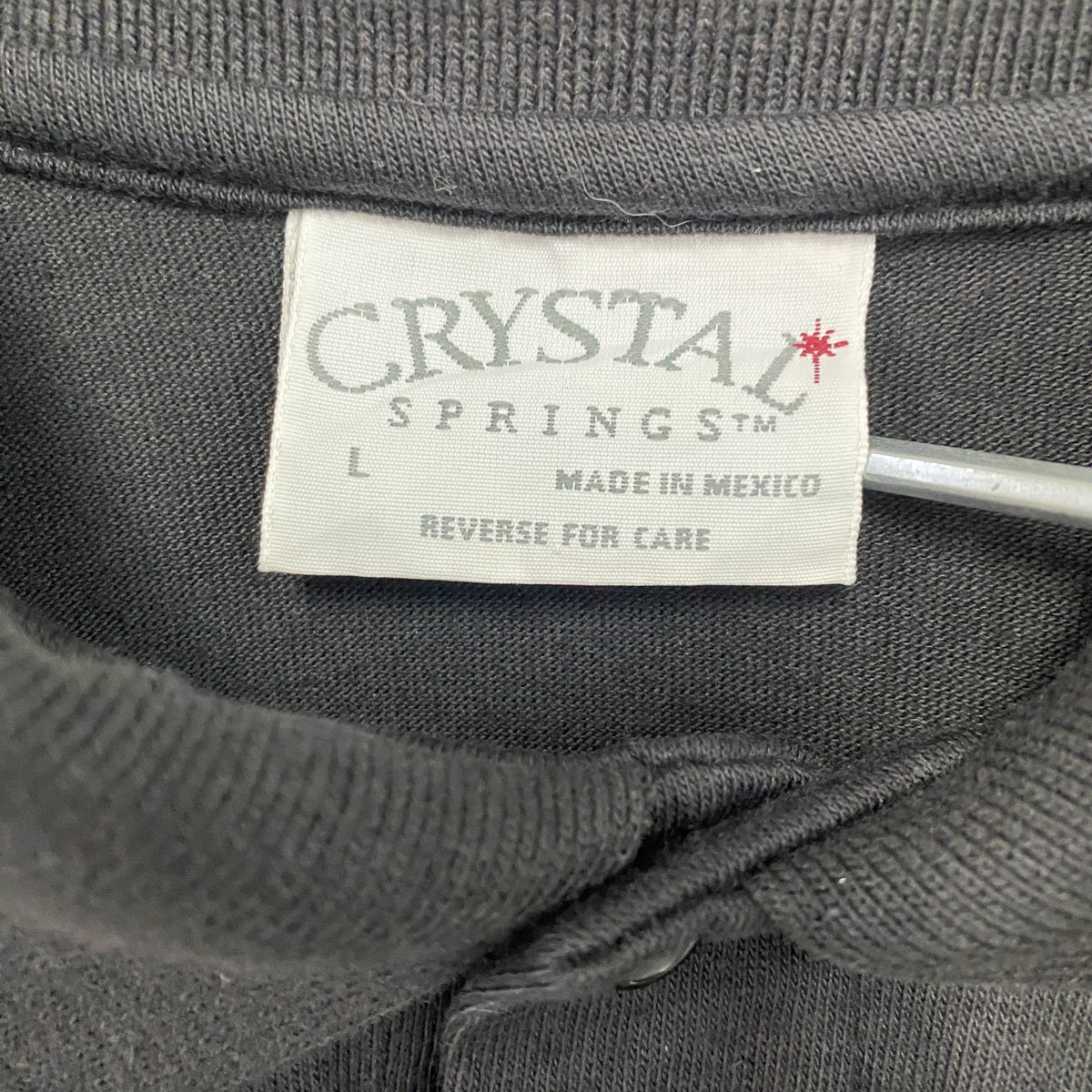 CRYSTAL SPRINGS　半袖ポロシャツ　ヴィンテージ　黒　ブラック　Lサイズ メンズ コットン ポリエステル 古着