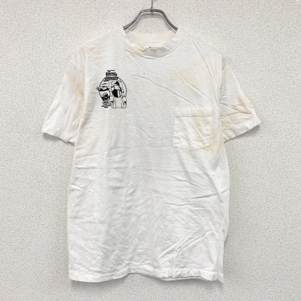 Hanes　ヘインズ　半袖プリントTシャツ　シングルステッチ　ヴィンテージ　白　ホワイト　Lサイズ カットソー メンズ コットン 古着