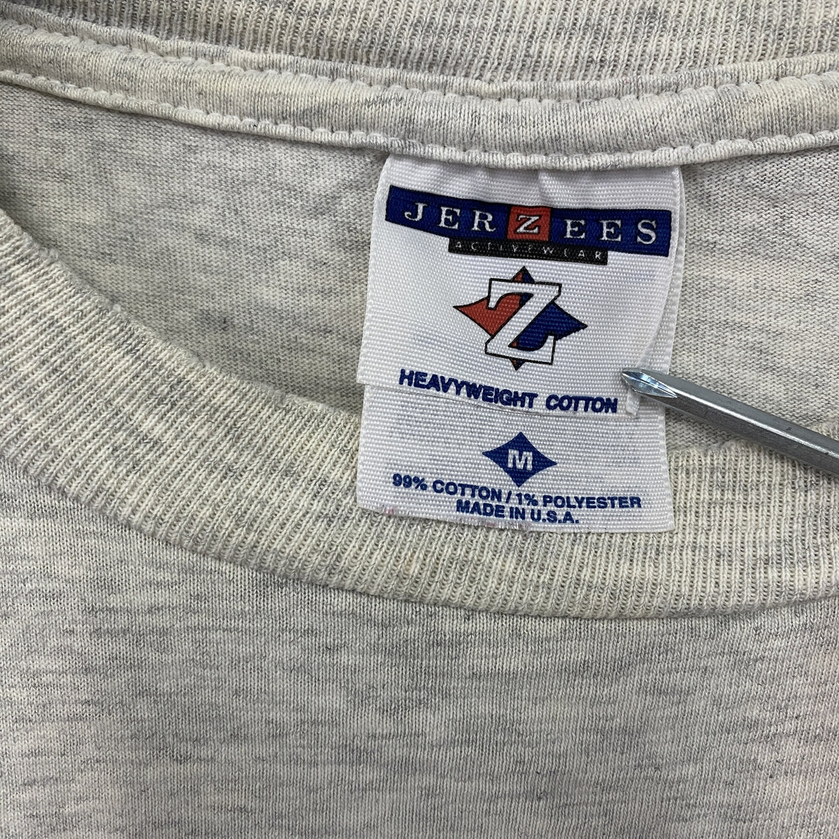 JERZEES　ジャージーズ　半袖プリントTシャツ　シングルステッチ　ヴィンテージ　グレー　Mサイズ　古着