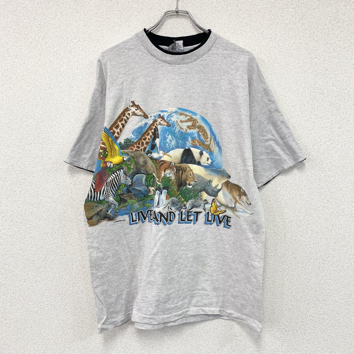 SIGNAL SPORTS　半袖プリントTシャツ　シングルステッチ　ヴィンテージ 　アニマル　グレー　XLサイズ　古着