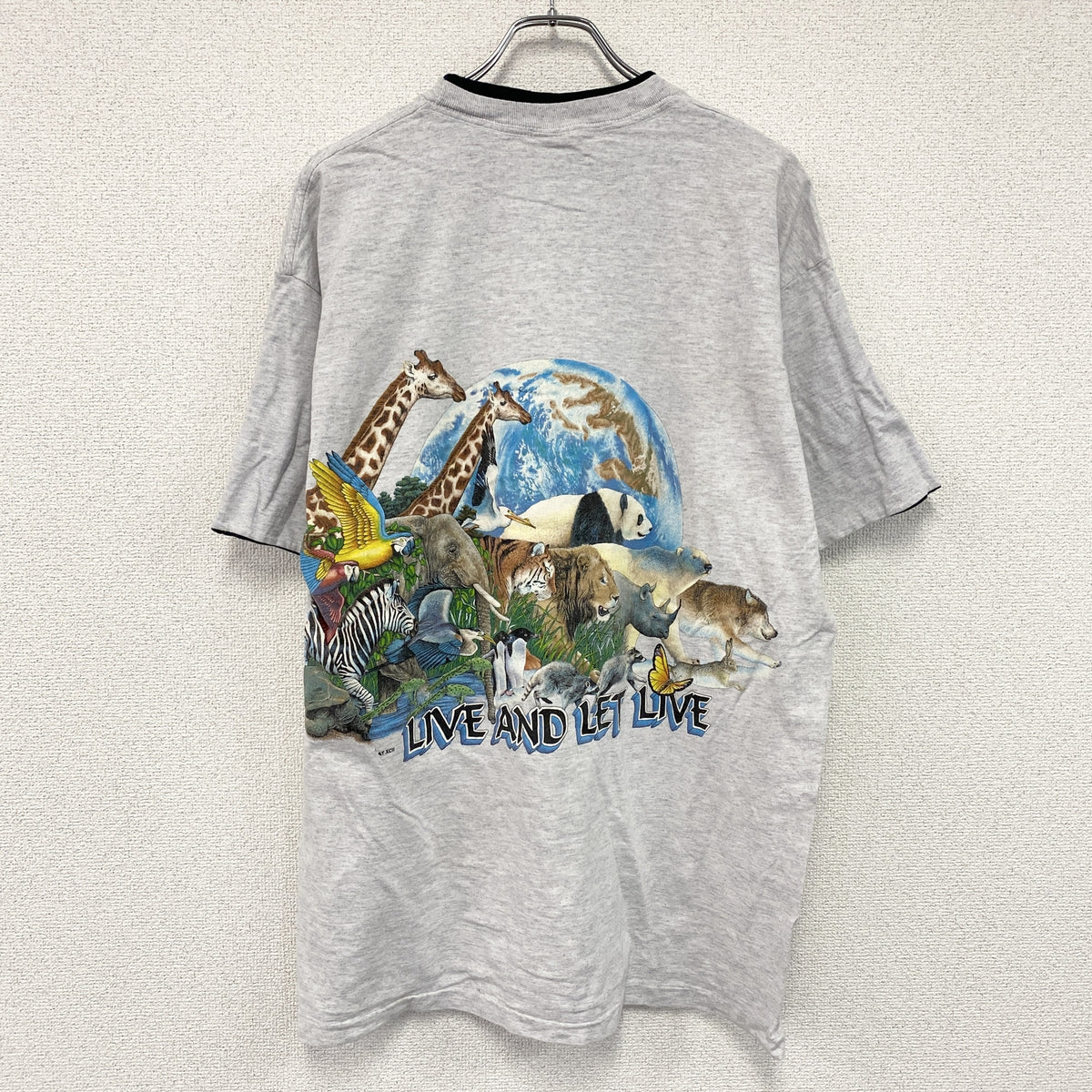 SIGNAL SPORTS　半袖プリントTシャツ　シングルステッチ　ヴィンテージ 　アニマル　グレー　XLサイズ　古着
