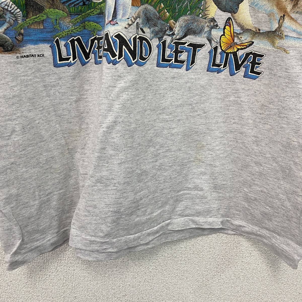 SIGNAL SPORTS　半袖プリントTシャツ　シングルステッチ　ヴィンテージ 　アニマル　グレー　XLサイズ　古着