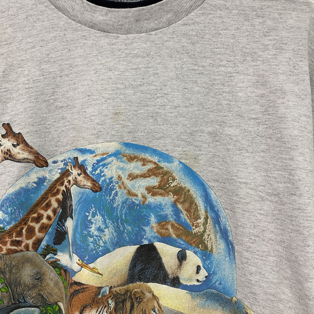 SIGNAL SPORTS　半袖プリントTシャツ　シングルステッチ　ヴィンテージ 　アニマル　グレー　XLサイズ　古着