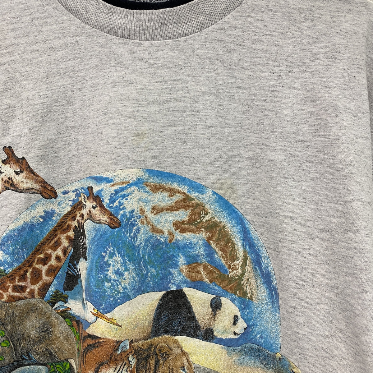 SIGNAL SPORTS　半袖プリントTシャツ　シングルステッチ　ヴィンテージ 　アニマル　グレー　XLサイズ　古着