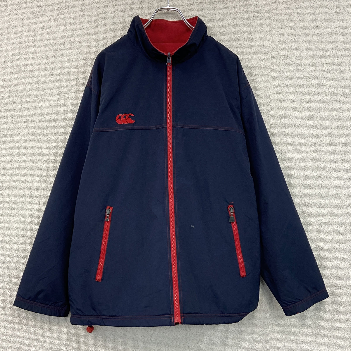 canterbury　カンタベリー　ブルゾン/スイングトップ　リバーシブル　フリース　紺　ネイビー　Mサイズ　古着