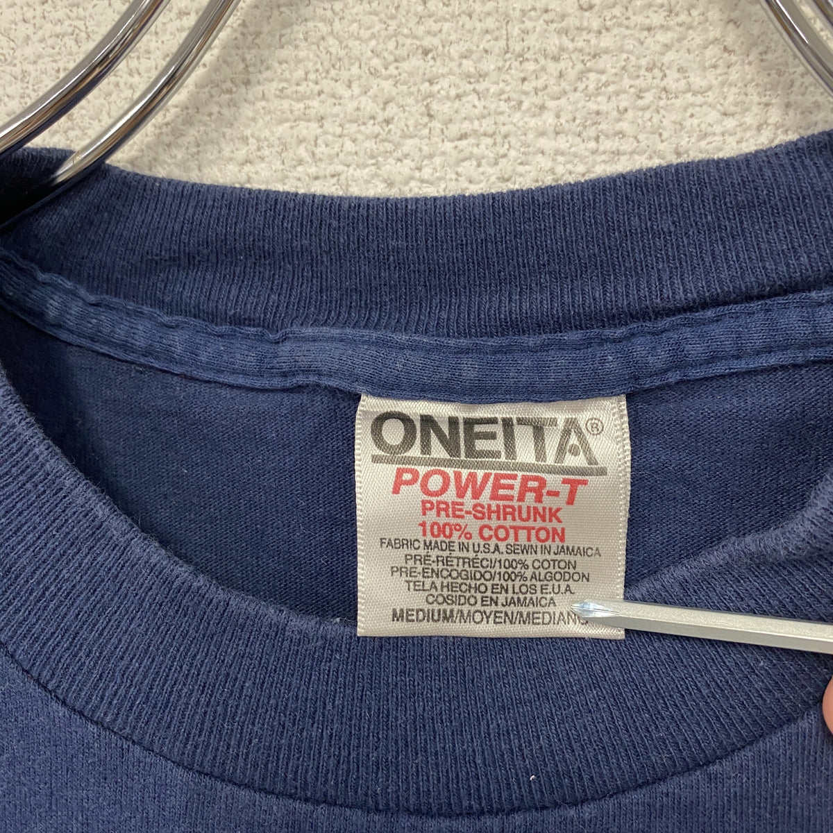 ONEITA　オニータ　半袖プリントTシャツ　シングルステッチ　ヴィンテージ 　紺　ネイビー　Mサイズ　古着