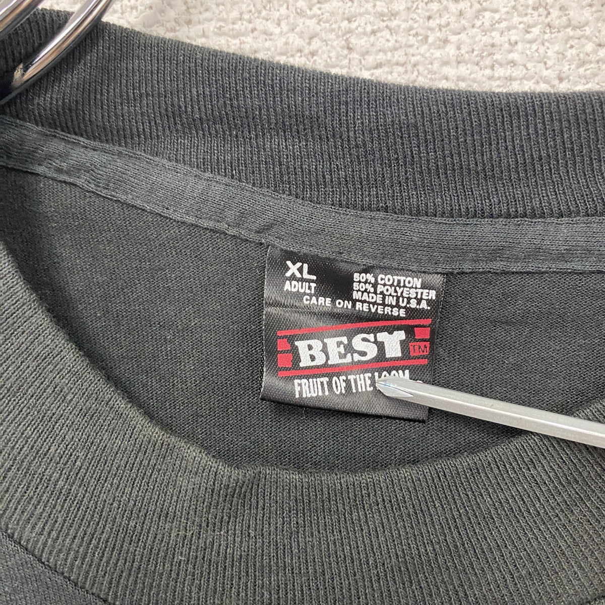 FRUIT OF THE LOOM　フルーツオブザルーム　半袖プリントTシャツ　シングルステッチ　ヴィンテージ 　黒　ブラック　XLサイズ　古着