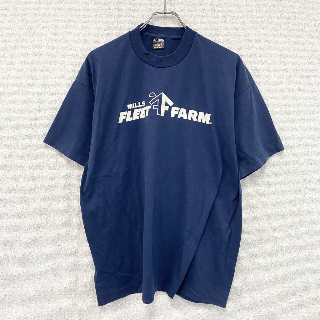 FRUIT OF THE LOOM　フルーツオブザルーム　半袖プリントTシャツ　シングルステッチ　ヴィンテージ　紺　ネイビー　XLサイズ　古着