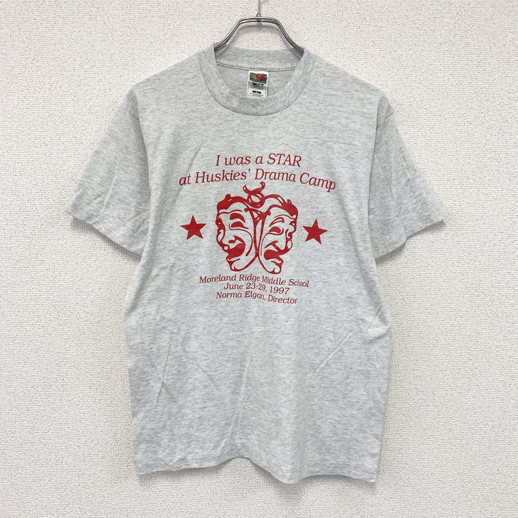 FRUIT OF THE LOOM　フルーツオブザルーム　半袖プリントTシャツ　シングルステッチ　ヴィンテージ　グレー　Mサイズ　古着