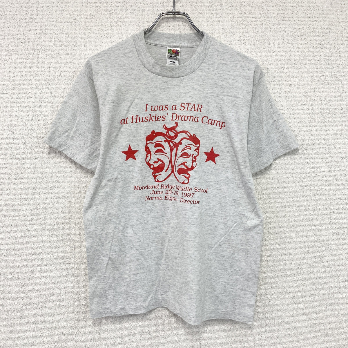 FRUIT OF THE LOOM　フルーツオブザルーム　半袖プリントTシャツ　シングルステッチ　ヴィンテージ　グレー　Mサイズ　古着