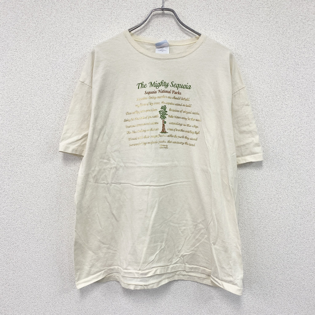Hanes　ヘインズ　半袖プリントTシャツ　シングルステッチ　ヴィンテージ　アイボリー　2XLサイズ　古着