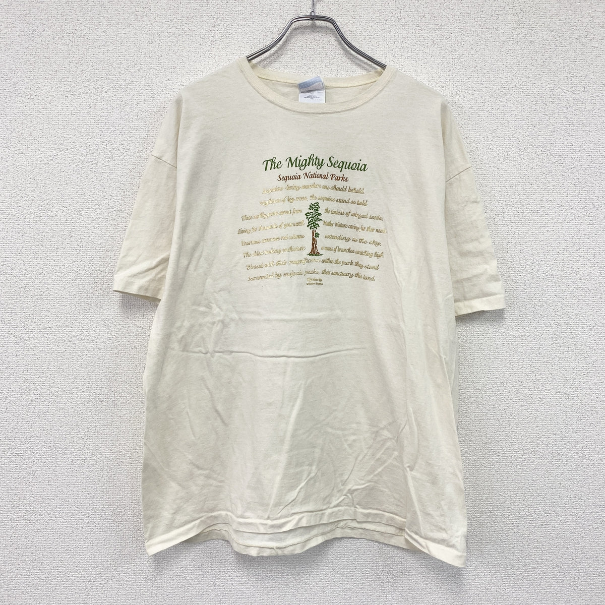 Hanes　ヘインズ　半袖プリントTシャツ　シングルステッチ　ヴィンテージ　アイボリー　2XLサイズ　古着