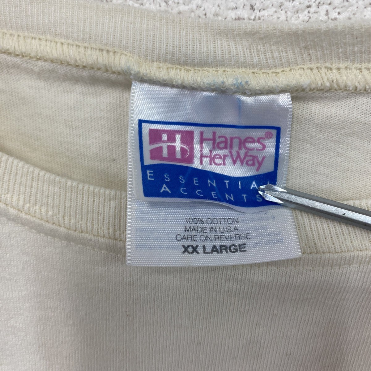 Hanes　ヘインズ　半袖プリントTシャツ　シングルステッチ　ヴィンテージ　アイボリー　2XLサイズ　古着