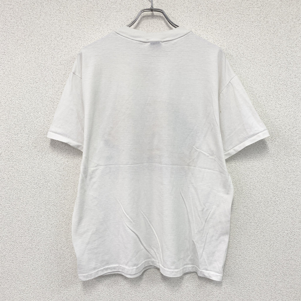 Hanes　ヘインズ　半袖プリントTシャツ　シングルステッチ　ヴィンテージ　白　ホワイト　Lサイズ カットソー メンズ コットン 古着