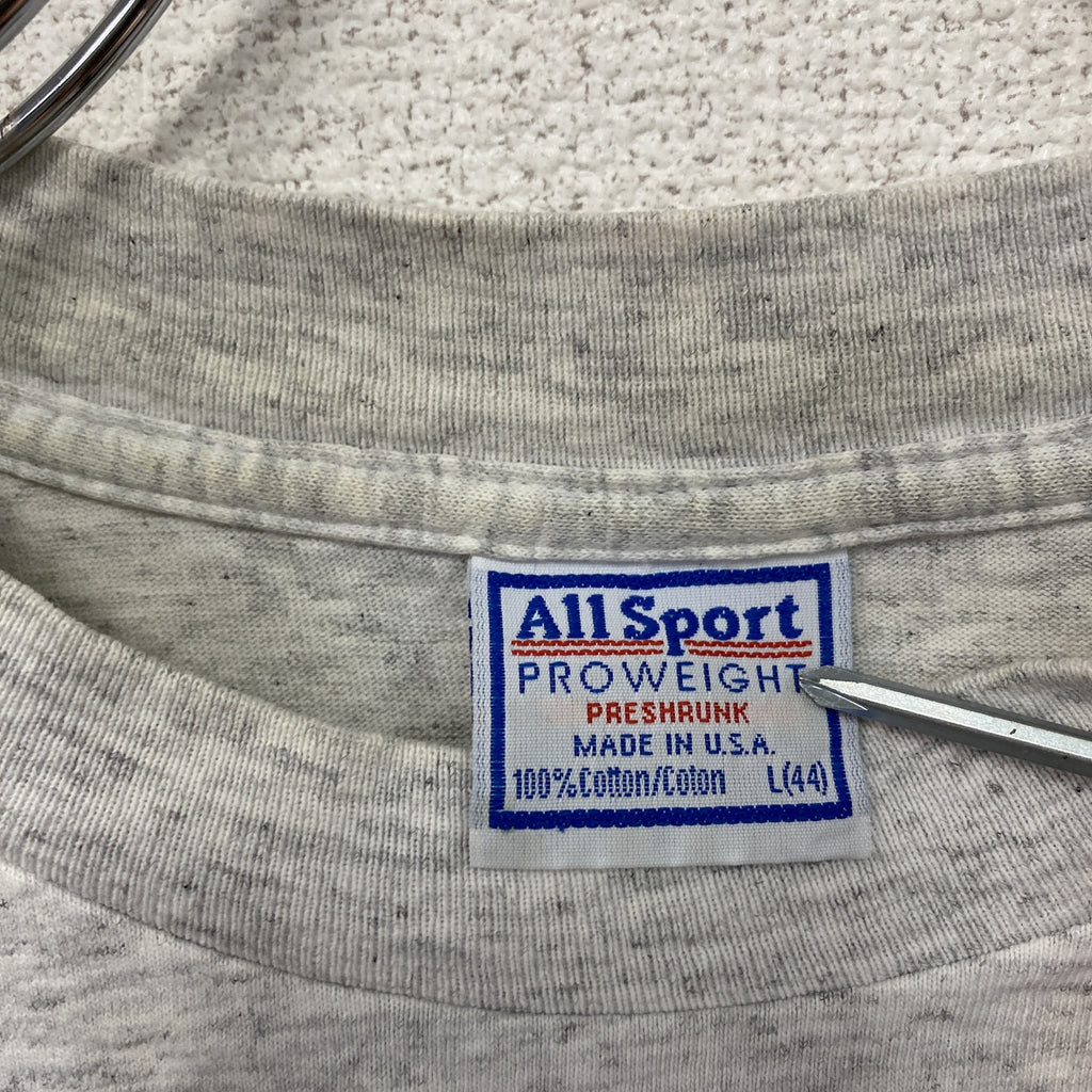 All Sport　半袖プリントTシャツ　シングルステッチ　ヴィンテージ　グレー　Lサイズ　古着