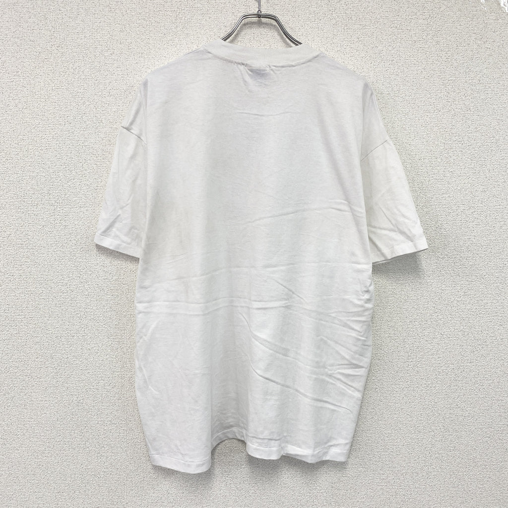 Hanes　ヘインズ　半袖プリントTシャツ　シングルステッチ　ヴィンテージ　白　ホワイト　XLサイズ カットソー メンズ コットン 古着