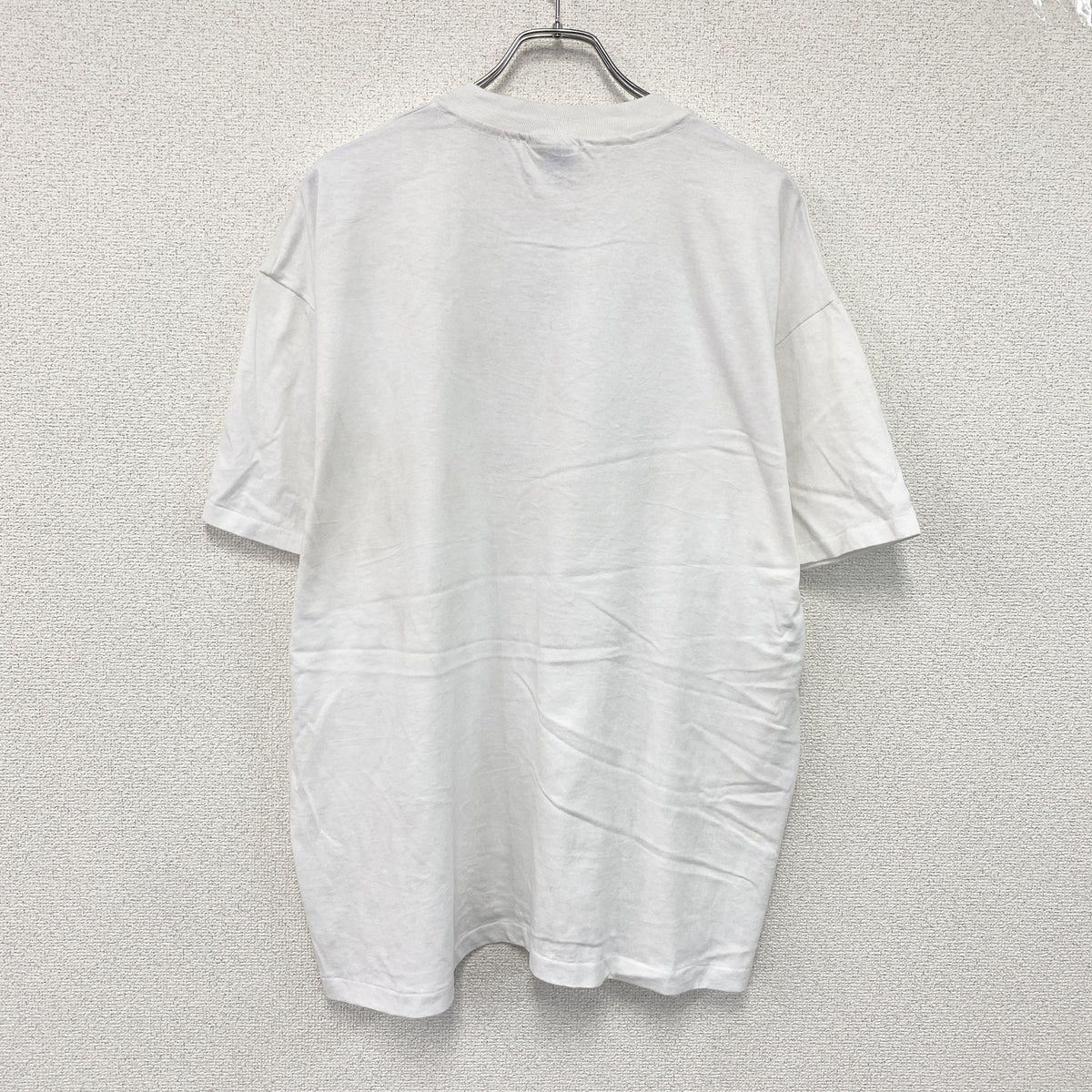 Hanes　ヘインズ　半袖プリントTシャツ　シングルステッチ　ヴィンテージ　白　ホワイト　XLサイズ カットソー メンズ コットン 古着