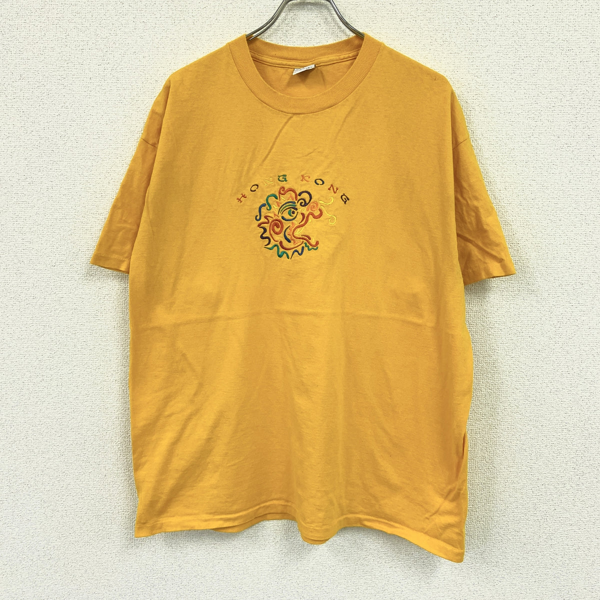 HRLA Los Angeles　半袖プリントTシャツ　シングルステッチ　ヴィンテージ　黄色　イエロー　Ｌサイズ カットソー メンズ コットン 古着