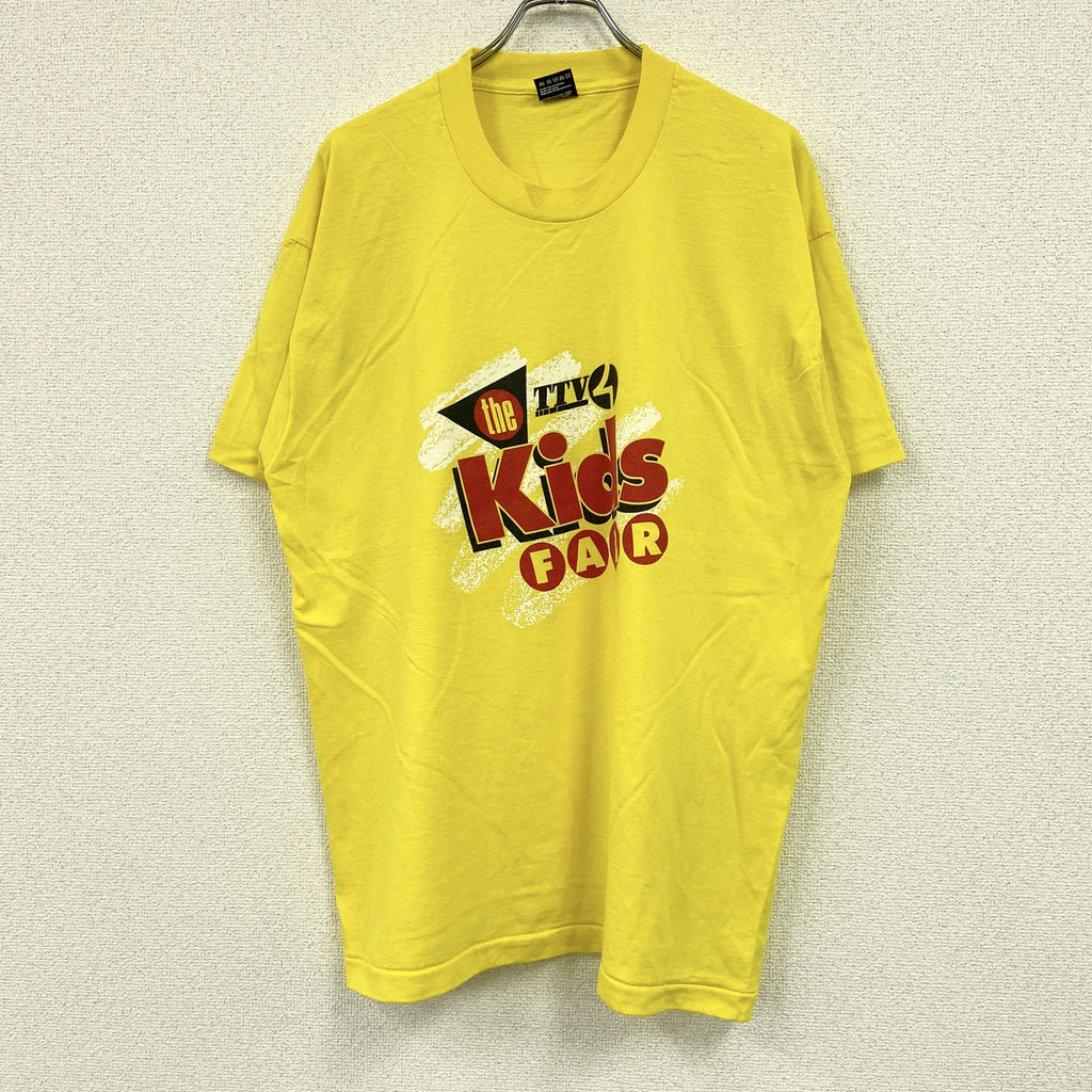 FRUIT OF THE LOOM　フルーツオブザルーム　半袖プリントTシャツ　シングルステッチ　ヴィンテージ　黄色　イエロー　XXLサイズ　古着