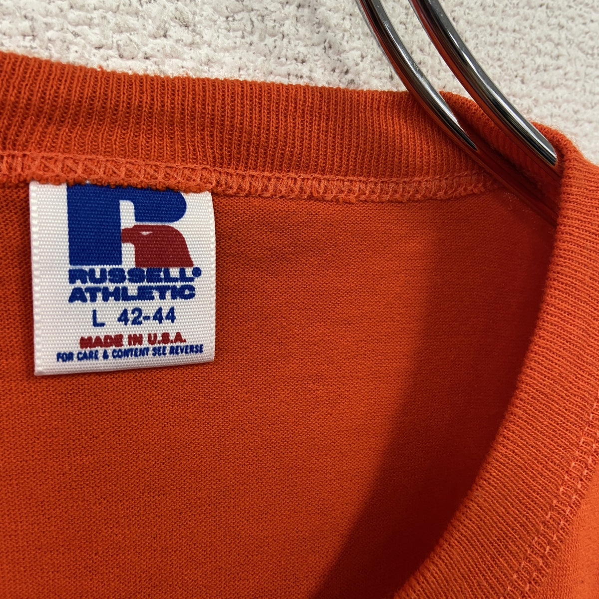 RUSSELL ATHLETIC　ラッセルアスレチック　半袖プリントTシャツ　オレンジ　Lサイズ　古着