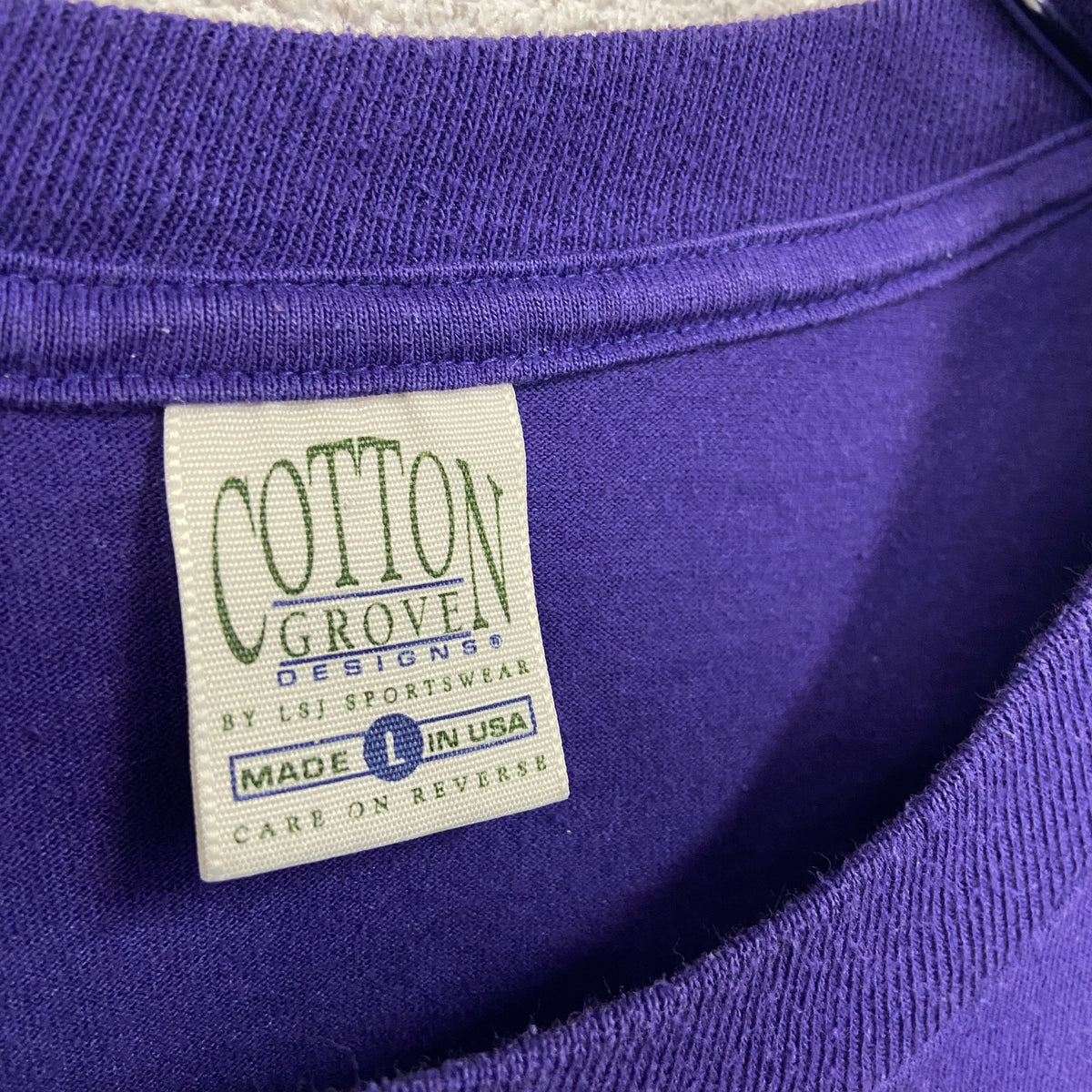 COTTON GROVE　コットングローブ　半袖プリントTシャツ　紫　パープル　Lサイズ　古着