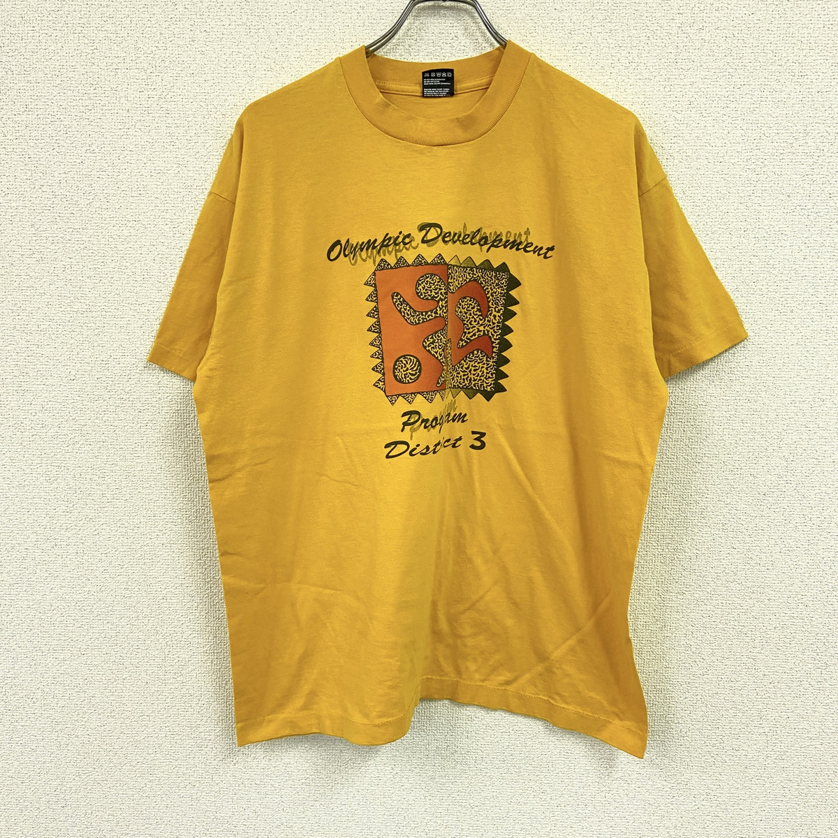 FRUIT OF THE LOOM　フルーツオブザルーム　半袖プリントTシャツ　シングルステッチ　ヴィンテージ　黄色　イエロー　XLサイズ　古着