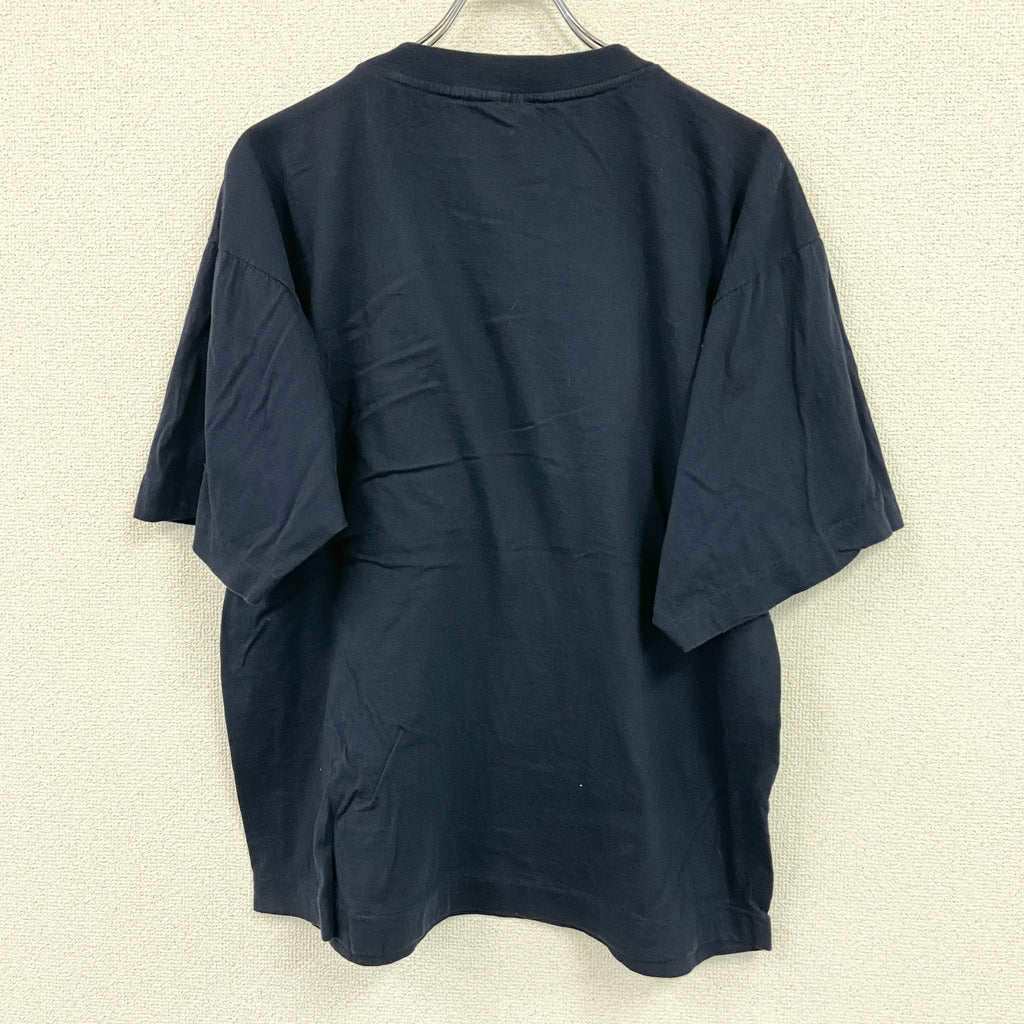 半袖プリントTシャツ　シングルステッチ　ヴィンテージ　紺　ネイビー カットソー メンズ 古着