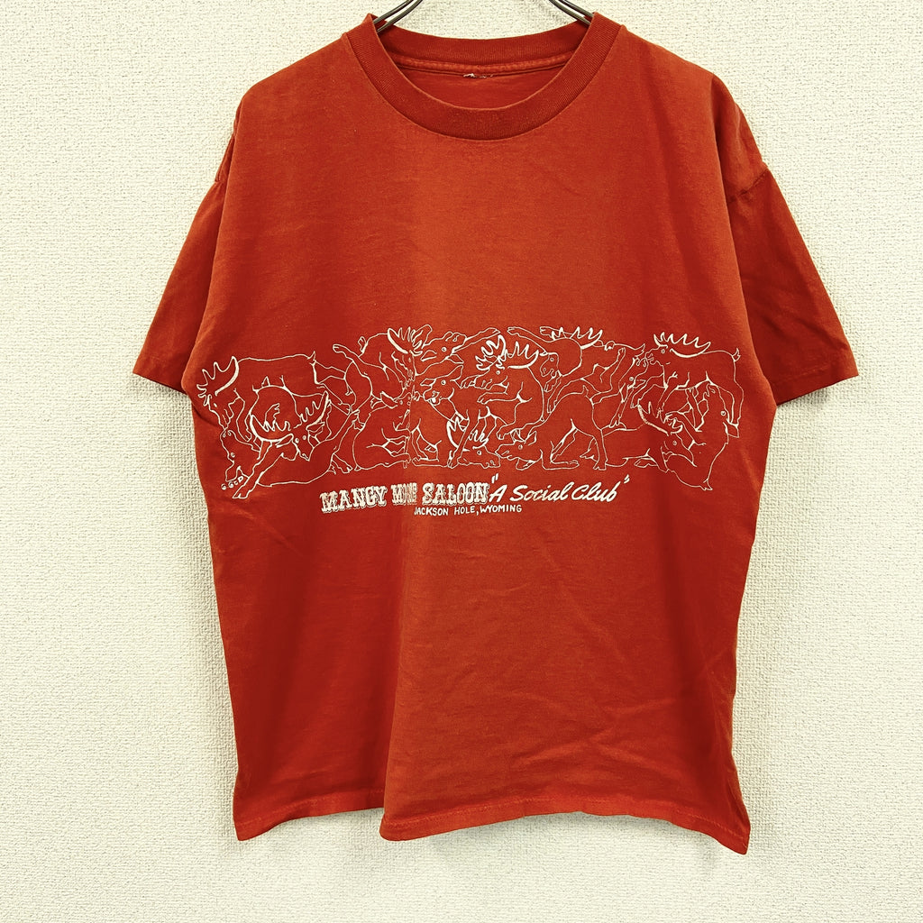 半袖プリントTシャツ　シングルステッチ　ヴィンテージ　赤　レッド　古着