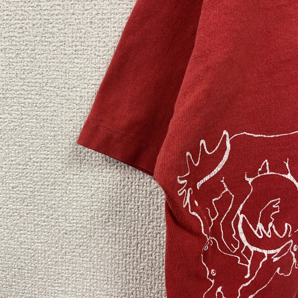 半袖プリントTシャツ　シングルステッチ　ヴィンテージ　赤　レッド　古着