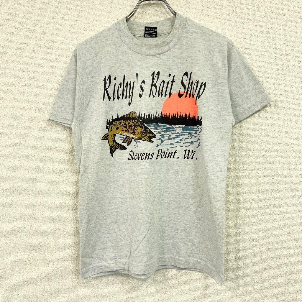 FRUIT OF THE LOOM　フルーツオブザルーム　半袖プリントTシャツ　シングルステッチ　ヴィンテージ　霜降りグレー　Mサイズ　古着
