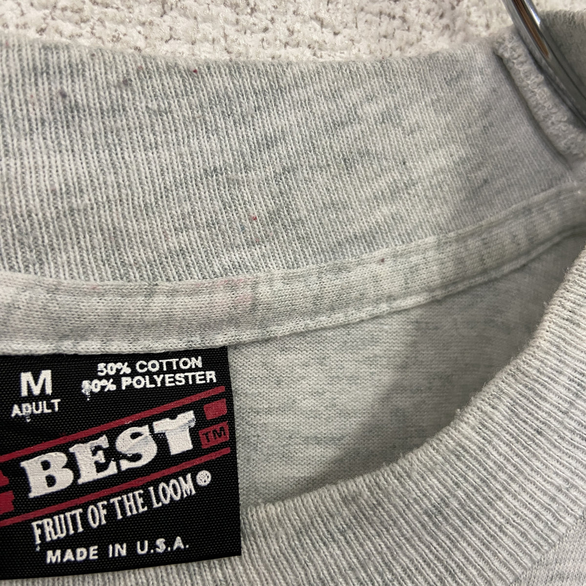 FRUIT OF THE LOOM　フルーツオブザルーム　半袖プリントTシャツ　シングルステッチ　ヴィンテージ　霜降りグレー　Mサイズ　古着