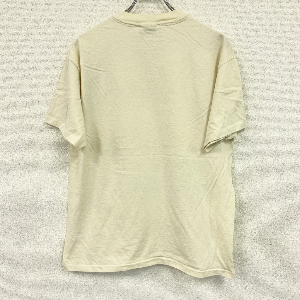 Hanes　ヘインズ　半袖プリントTシャツ　シングルステッチ　ヴィンテージ　クリーム色　Lサイズ カットソー メンズ コットン 古着