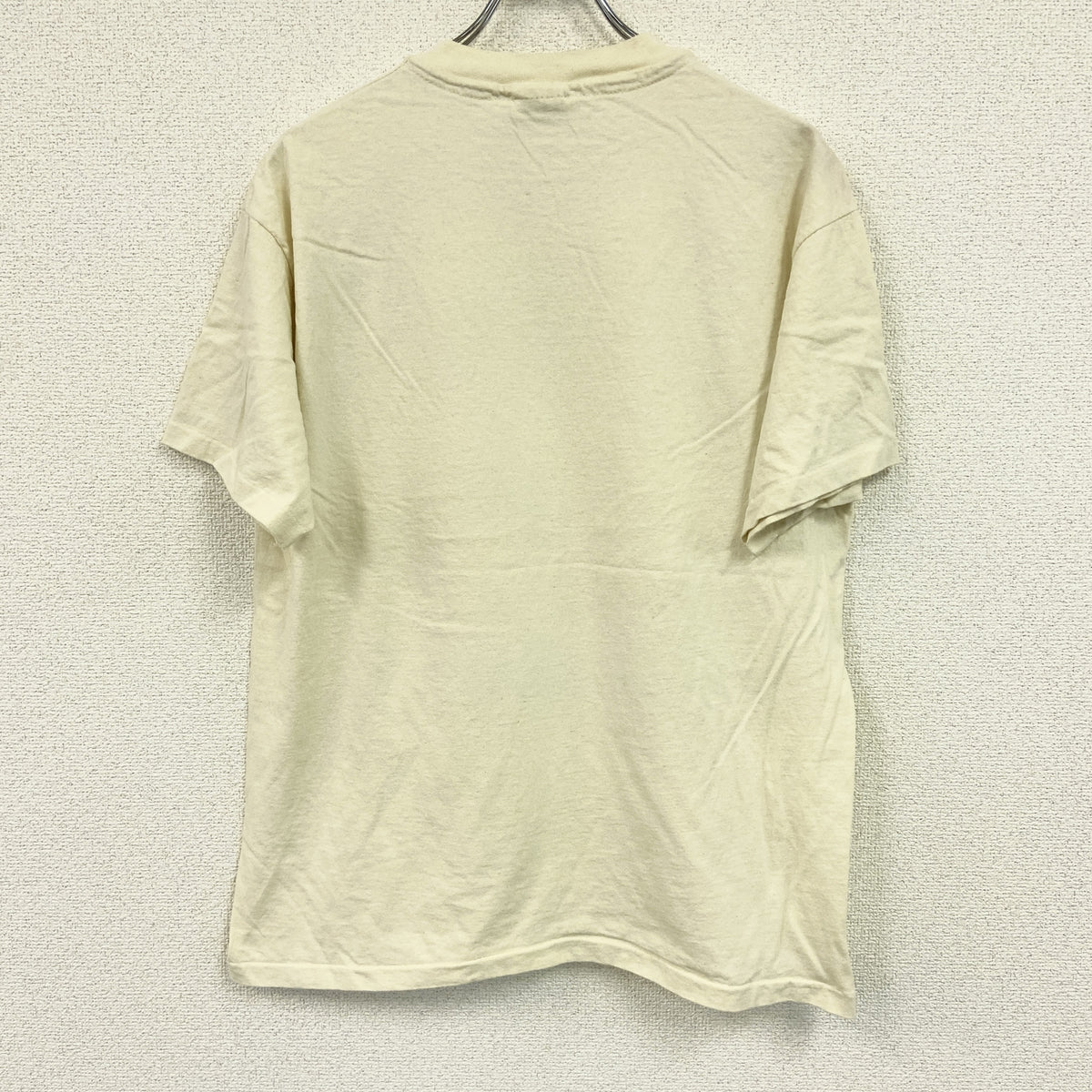 Hanes　ヘインズ　半袖プリントTシャツ　シングルステッチ　ヴィンテージ　クリーム色　Lサイズ カットソー メンズ コットン 古着