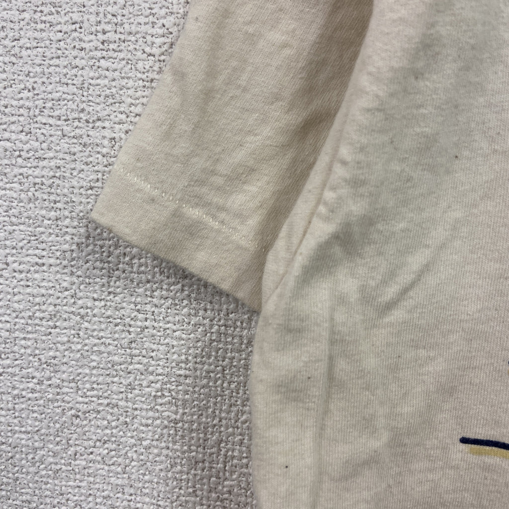 Hanes　ヘインズ　半袖プリントTシャツ　シングルステッチ　ヴィンテージ　クリーム色　Lサイズ カットソー メンズ コットン 古着