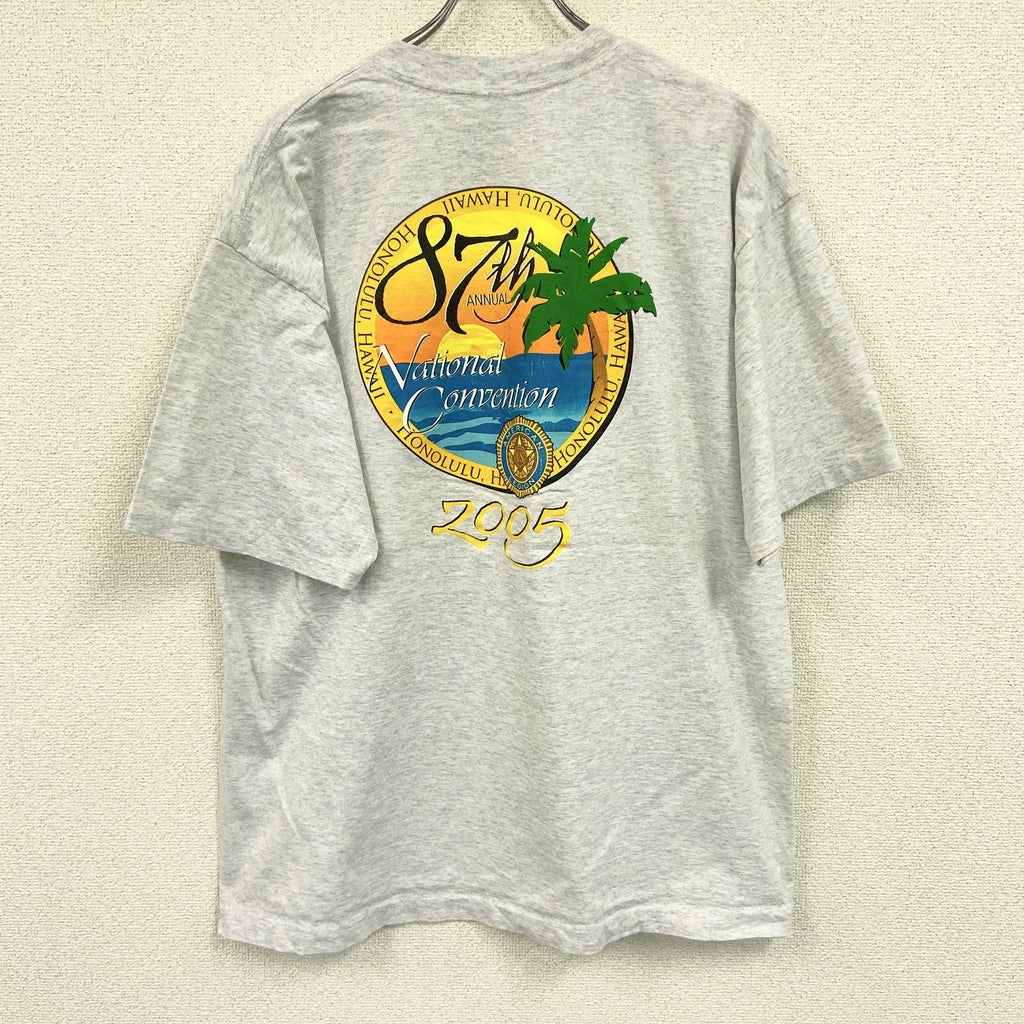 ALORE　半袖プリントTシャツ　シングルステッチ　ヴィンテージ　霜降りグレー　XLサイズ　古着