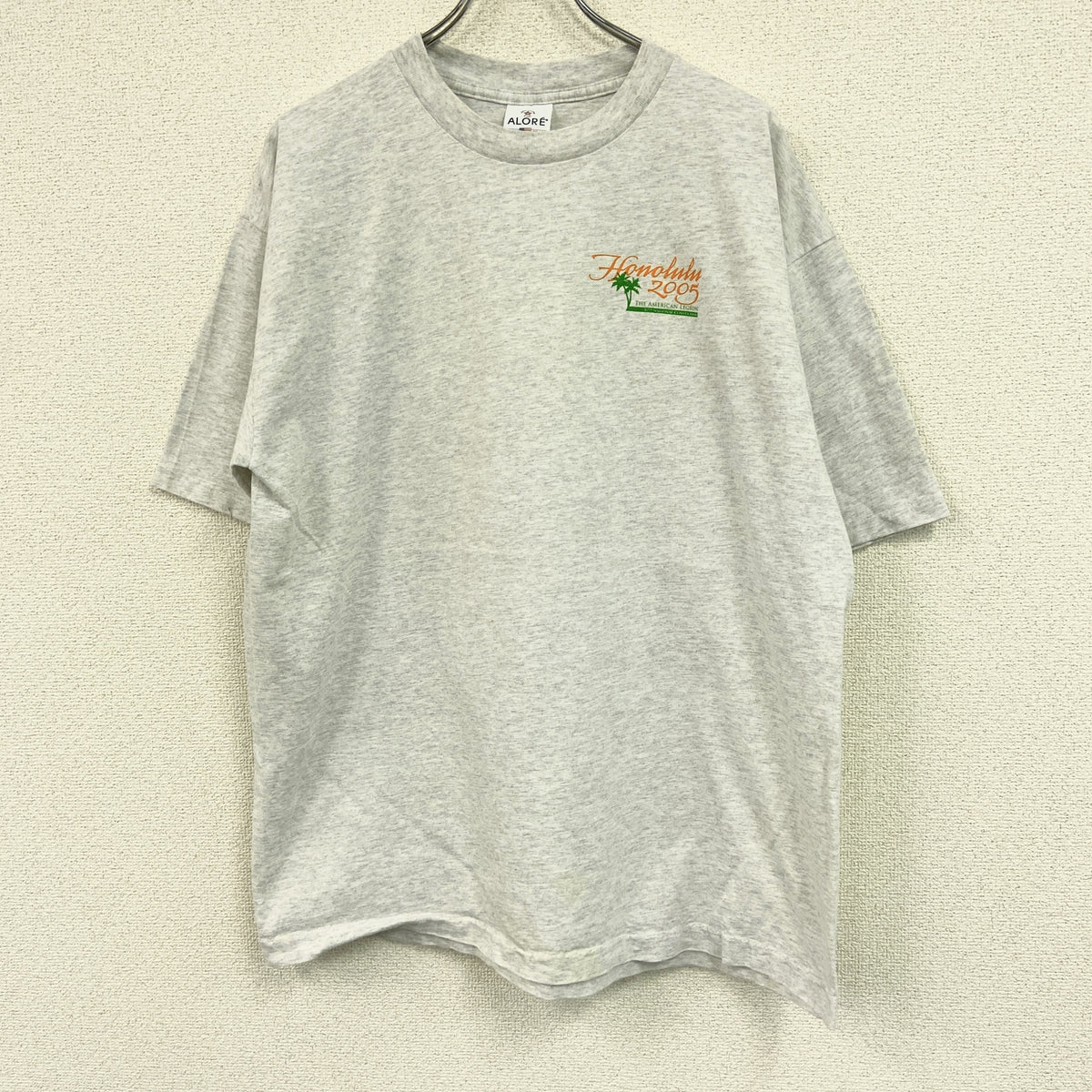 ALORE　半袖プリントTシャツ　シングルステッチ　ヴィンテージ　霜降りグレー　XLサイズ　古着