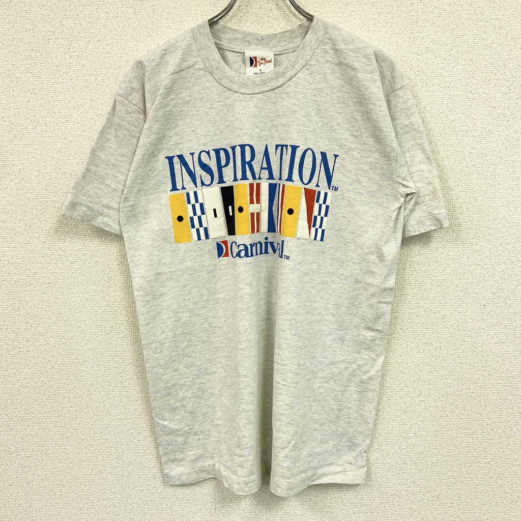 the fun ships　半袖プリントTシャツ　シングルステッチ　ヴィンテージ　霜降りグレー　Lサイズ カットソー メンズ コットン 古着