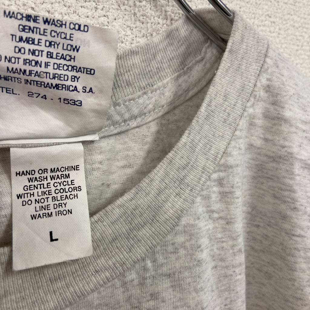 the fun ships　半袖プリントTシャツ　シングルステッチ　ヴィンテージ　霜降りグレー　Lサイズ カットソー メンズ コットン 古着