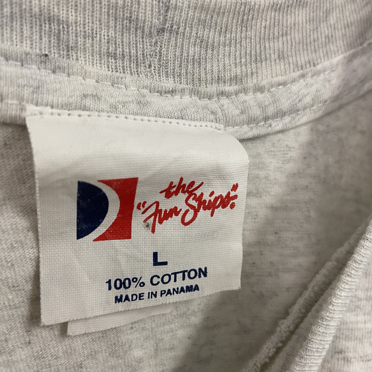 the fun ships　半袖プリントTシャツ　シングルステッチ　ヴィンテージ　霜降りグレー　Lサイズ カットソー メンズ コットン 古着