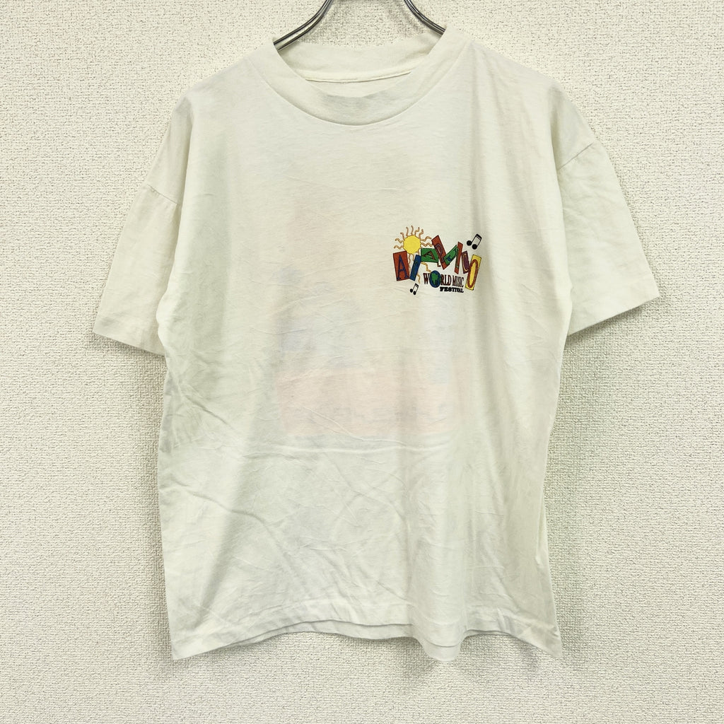 半袖プリントTシャツ　シングルステッチ　ヴィンテージ　白　ホワイト カットソー メンズ コットン 古着