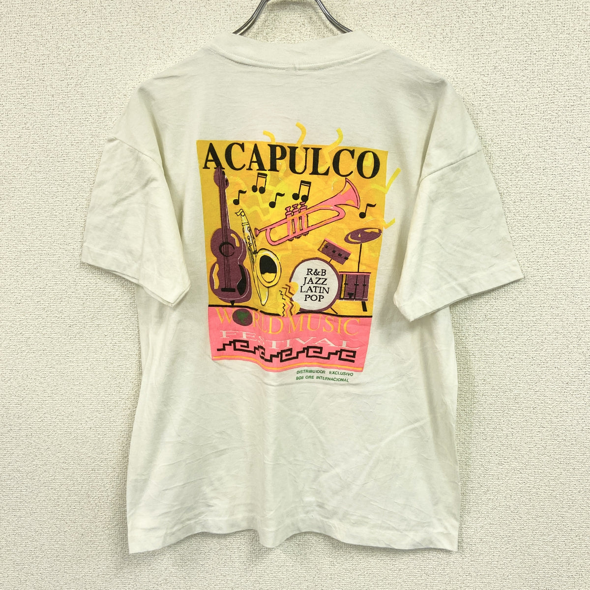 半袖プリントTシャツ　シングルステッチ　ヴィンテージ　白　ホワイト カットソー メンズ コットン 古着