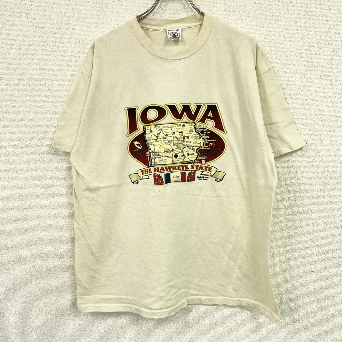 DELTA　デルタ　半袖プリントTシャツ　シングルステッチ　ヴィンテージ 　クリーム色　XLサイズ　古着