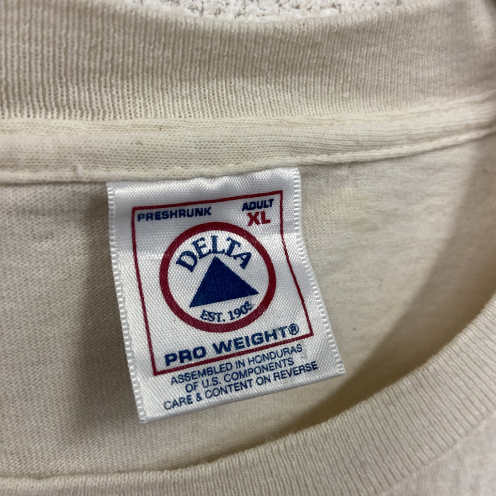 DELTA　デルタ　半袖プリントTシャツ　シングルステッチ　ヴィンテージ 　クリーム色　XLサイズ　古着