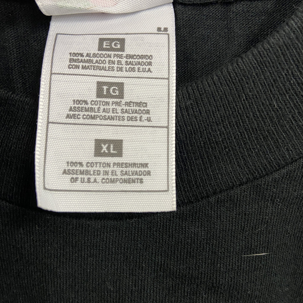 FRUIT OF THE LOOM　フルーツオブザルーム　半袖プリントTシャツ　シングルステッチ　ヴィンテージ　黒　ブラック　XLサイズ　古着